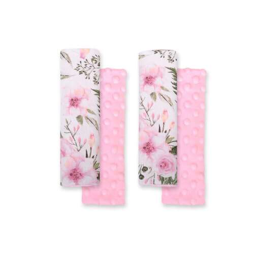 BabyLion Prémium Minky biztonsági Öv védő - Virág #rózsaszín  34125801