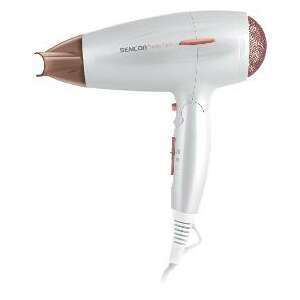 Sencor SHD 7200GD Ionic Care hair dryer, white and rose gold, angled view - Sencor