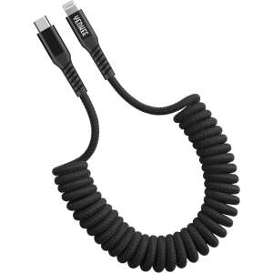 Yenkee YCU 503 BK USB C to Lightning cable, black, coiled, 1.2m - Data Cable