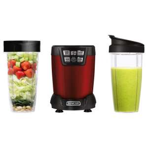 Sencor SNB 6601RD Nutri Smart Mixer mit Smoothie-Zutaten und fertigem Smoothie - Toaster und Standmixer