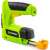 Fieldmann FDN 3025-A cordless nail gun, green and black, showing the magazine and the nail driving mechanism