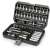 Fieldmann FDG 5020-53R 53 piece socket set with 1/4 inch ratchet, 4-40mm sockets, CR-V material, screwdriver bits, allen keys, extension bars, universal joint, and carrying case