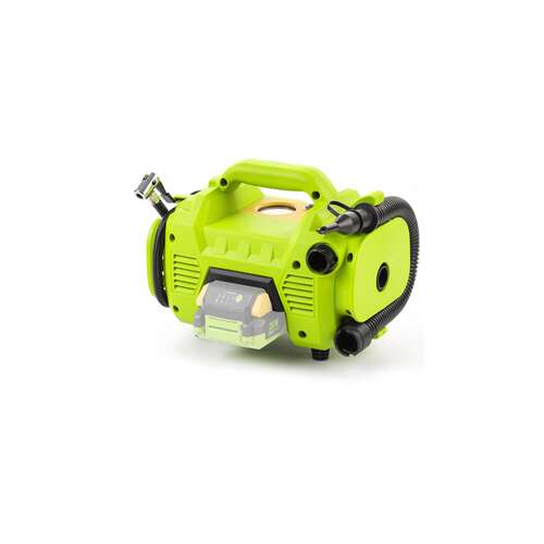 Fieldmann FDAK 70205-0 20V akkumulátoros kompresszor, zöld, ferde nézet