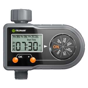 Fieldmann FZH 2020 automata kert öntöző időzítő, digitális, programozható, 3 ciklus naponta, LCD kijelző, vízhozam 5l/perc és 35l/min között, üzemi nyomás 0,5-8 bar, IPX4 vízálló, elemmel működő - Öntözés vezérlő