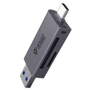 Yenkee YCR 401 Combo kártyaolvasó, szürke, ferde nézet - Kártyaolvasó