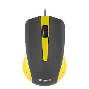 Káblová myš Yenkee YMS 1015YW SUVA, čierna a žltá, pohľad spredu - Myši