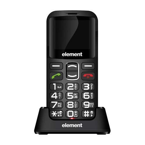 Sencor ELEMENT P012S Senior mobile phone, front view with charging dock