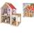 Drewniany domek dla lalek Eichhorn z dwoma lalkami, dwoma pokojami, tarasem i czerwonym dachem