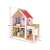 Drewniany domek dla lalek Eichhorn z dwoma lalkami, dwoma pokojami, tarasem i czerwonym dachem, z wymiarami