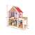 Drewniany domek dla lalek Eichhorn z dwoma lalkami, dwoma pokojami, tarasem i czerwonym dachem, z wymiarami