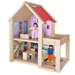 Eichhorn wooden dollhouse with furniture and dolls - Baba and Dollhouse