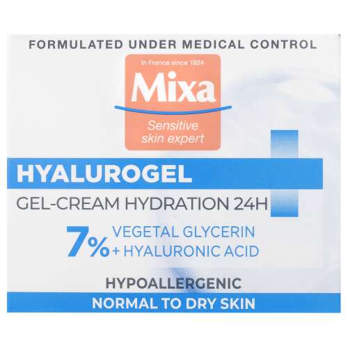 Mixa Hyalurogel intenzív hidratáló Arckrém érzékeny és dehidratált bőrre 7% 50ml