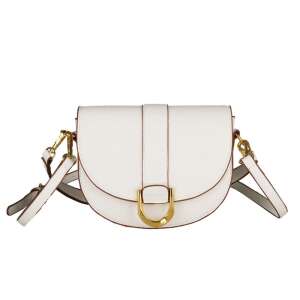 Weiße PU-Leder Handtasche mit goldener Schnalle, Dollcini - Handtaschen