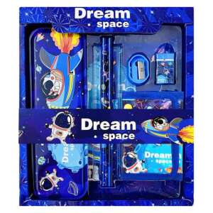 Dream Space stationery set with pencil case, pencils, ruler, eraser, sharpener, crayons, and other school supplies - Pencil Case