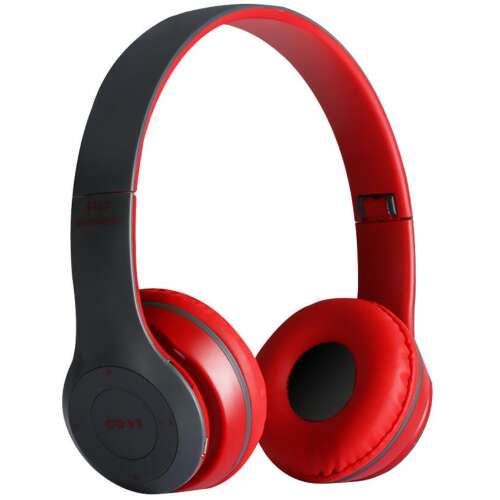 Bluetooth fejhallgató mikrofonal P47,rádio fm és SD kártya , Piros