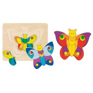 Hölzernes Schmetterlings-Formpuzzle für Kinder, 3 Teile, bunt, Lernspielzeug - Goki