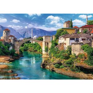 Obraz puzzli Mostar Stary Most. Puzzle Trefl 500 elementów przedstawiające kultowy most Stari Most w Mostarze, Bośnia i Hercegowina. - Trefl Puzzle
