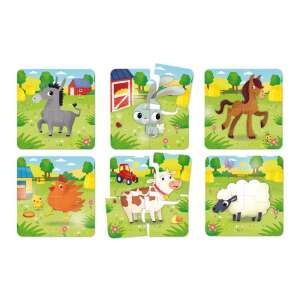 Carotina Baby Puzzle - Animale de la fermă, puzzle cu 6 piese pentru bebeluși, cu animale de la fermă, cum ar fi o vacă, un cal, o oaie, o găină, un măgar și un iepure - Lisciani Puzzle