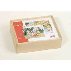 Cutie puzzle din lemn Goki, 20 piese, 6 soluții diferite, pentru copii - Puzzle 3D & Puzzle cu burete