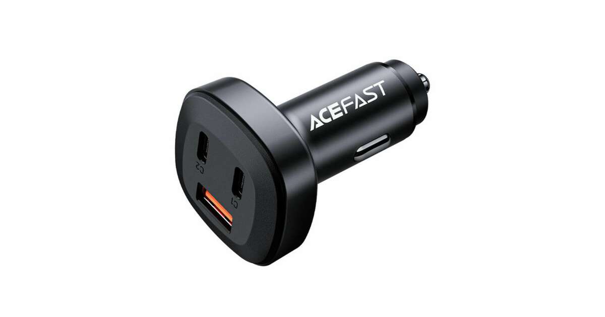 Acefast Three Port B3 Car Charger, PPS, PD, QC4.0, AFC, FCP, USB+2x Type-C, 66W, Black 56522956