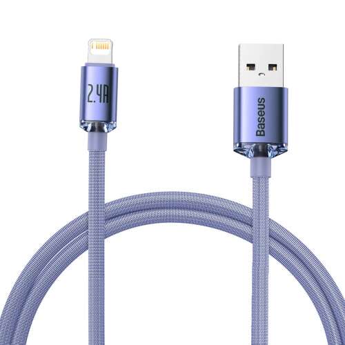Baseus Crystal Shine Series USB to Lightning cable, 2.4A, 1.2m, purple