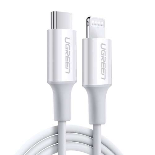 Cablu UGREEN US171 USB-C la Lightning, alb, 50cm, 36W, Power Delivery, certificat MFI