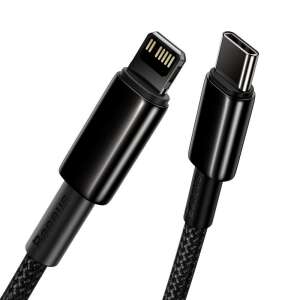Baseus Tungsten Gold USB-C to Lightning cable, 20W fast charging, 2m, black - Baseus Lightning Cable