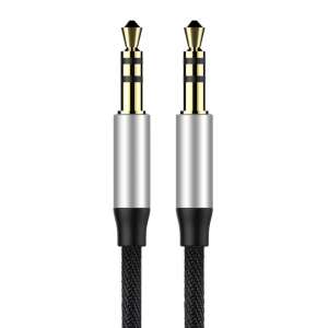 Baseus Yiven Series 3.5mm Jack to 3.5mm Jack Audio Cable, 1.5m, Silver/Black - Computers and Accessory