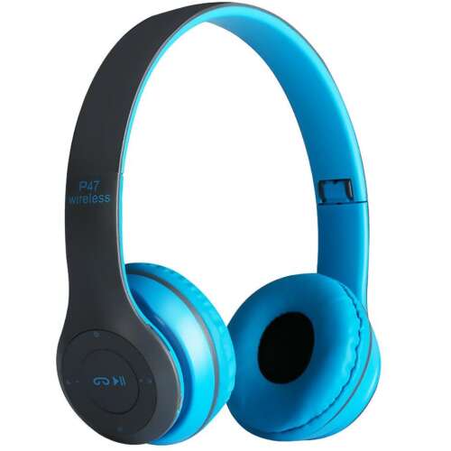 P47 Bluetooth fejhallgató, mikrofonnal, rádió FM, SD kártya, Kék