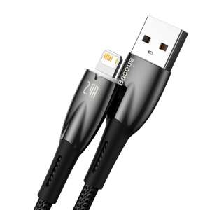 Baseus Glimmer sorozatú USB-Lightning kábel, 2,4A, 2m, fekete - Adatkábel