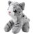 Közelkép a Szürke cica plüssről, 13 cm-es szürke tabby macska plüssjáték