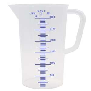 Cană de măsurare din plastic transparent de 3 litri (3000 ml) cu mâner și cioc, gradație de 50 ml, Fabricat în Germania - Bucătărie & Servirea mesei