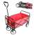 Piros összecsukható kerti kocsi fekete fém váz és kerekek