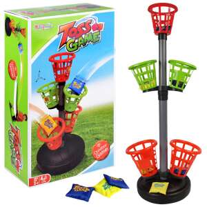 Toss Game outdoor game with 4 baskets and 6 bean bags, 100cm tall, for kids - Outdoor Skill Game