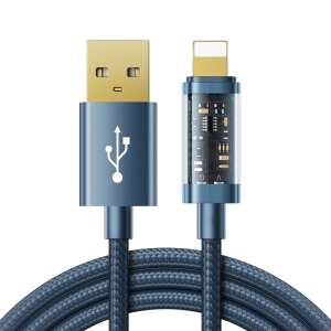 Joyroom S-UL012A12 USB to Lightning cable, blue, with a transparent connector showcasing the internal circuitry - Data Cable