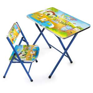 Mintás kisasztal és szék gyerekeknek – kék 56538894 Bababútorok