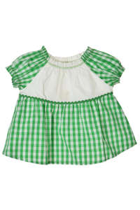 Brums fehér, zöld kockás lányka ruha – 74 31380900 