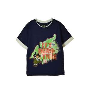 Ben10 boys t-shirt, dark blue with green print, short sleeve, "It's Hero Time" text - Kids' T-Shirt