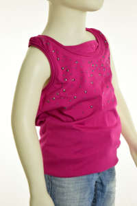 Pink sleeveless girls' tank top with rhinestones, size 128 - Kids' Tank Top