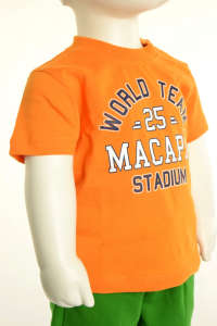 Orange short sleeve t-shirt for boys with World Team Macapa Stadium print - Kids' T-Shirt