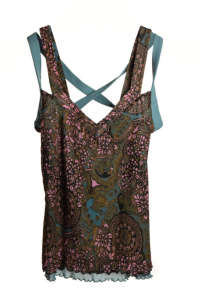 Top S.Oliver Comma pentru femei cu bretele albastre - Abstract maro-roz - Îmbrăcăminte pentru femei