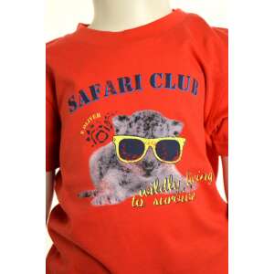 Fiúknak való piros Safari Club póló, menő napszemüveges oroszlánkölyök mintával - S.Oliver