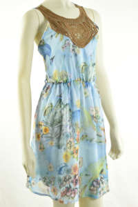 Rochie Mishmash pentru femei, florală, albastră, fără mâneci, mărimea L - Îmbrăcăminte pentru femei