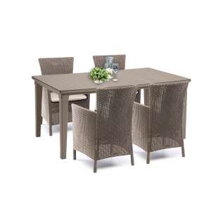 Futurowa 4+1 Gartenmöbel-Set, Cappuccino, mit Tisch und Stühlen - Gartengarnituren