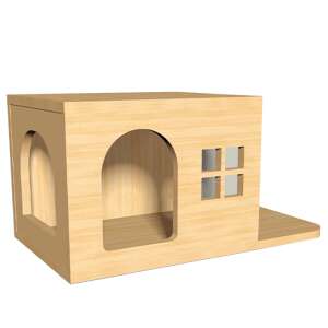 Dollcini Katzenhaus, Holzkatzenhaus mit zwei Eingängen und einer Plattform, perfekt für Katzen zum Spielen und Entspannen - Katzenhäuser