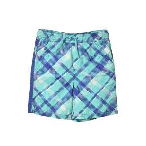 S.Oliver boys' swim trunks, blue plaid pattern, front view - Kids' Swimwear
