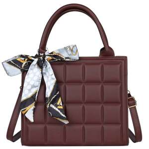 Hnedá prešívaná kabelka z PU kože s detailom šatky, Dollcini - Batohy