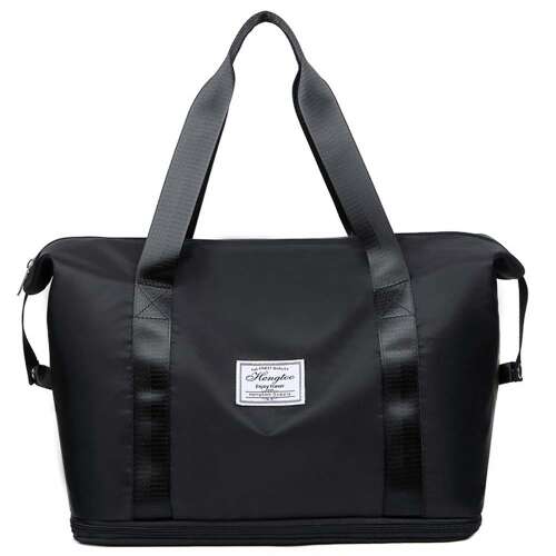 Cestovná taška Dollcini, čierna, vodotesná, skladacia, s oddelením na mokré a suché