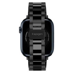 Spigen Modern Fit Apple Watch band, black, stainless steel, back view - Smart watch strap