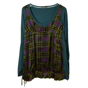 Gas Women's Teal Long Sleeve Plaid Blouse - Women's Sweater